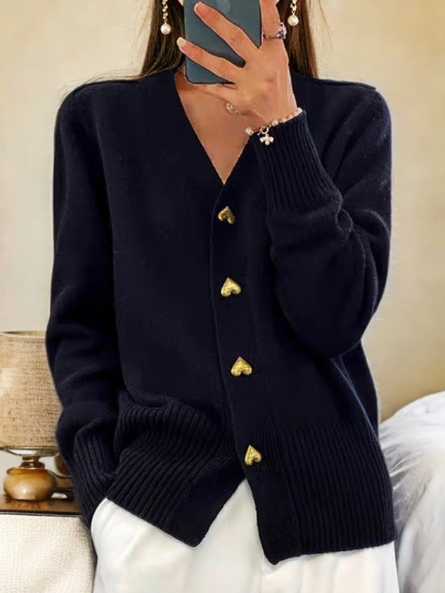 Women’s Long Cardigan – Soft Fabric, Timeless V-Neck Design 0
