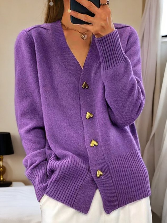 Women’s Long Cardigan – Soft Fabric, Timeless V-Neck Design 3