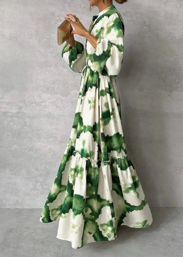 Women's Maxi Dress - Long Sleeve - V-Neck - Elegant Flowy Design 0