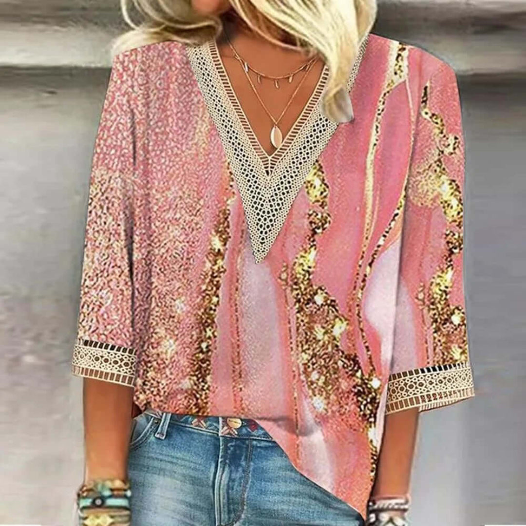 Women's Ombre Print V neckline | Halk 0