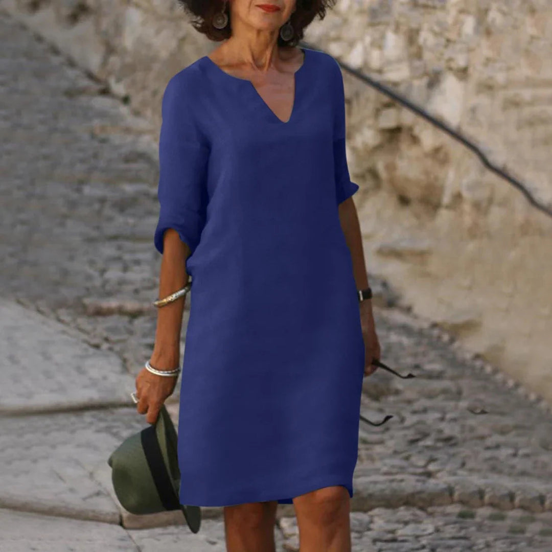Women's dress with V neckline and 3/4 sleeves | Mini 10