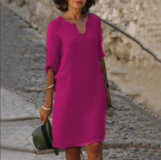 Women's dress with V neckline and 3/4 sleeves | Mini 13