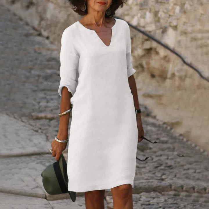 Women's dress with V neckline and 3/4 sleeves | Mini 7