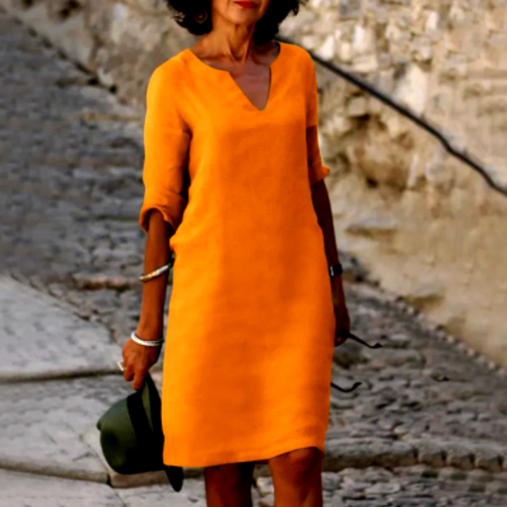 Women's dress with V neckline and 3/4 sleeves | Mini 9