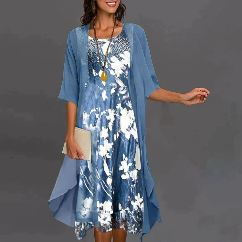 Women's dress with flower pattern and blazer | Mini 0