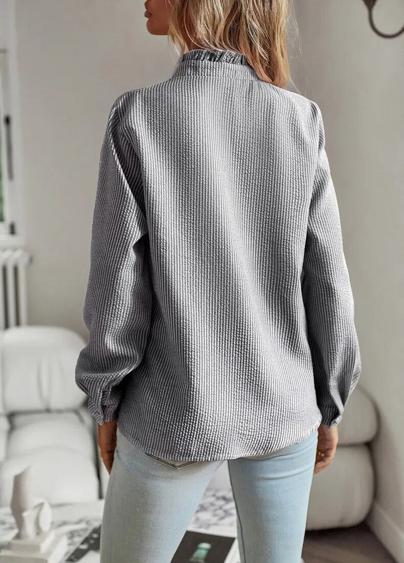 Women's elegant striped blouse with long sleeves 5