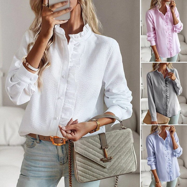 Women's elegant striped blouse with long sleeves 8