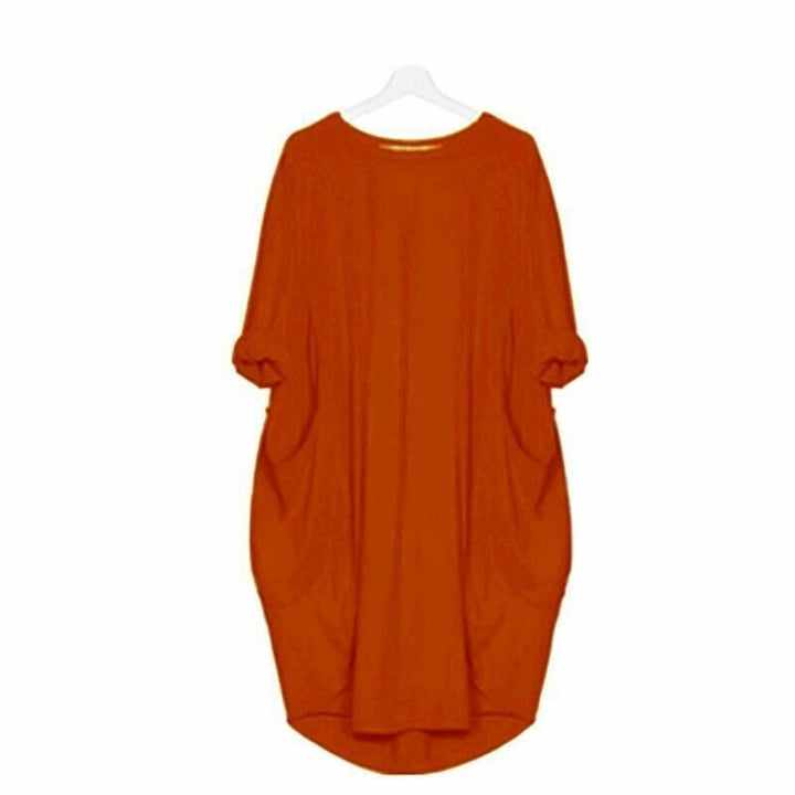 Women's summer dress with a loose fit and circular neckline | Midi 10
