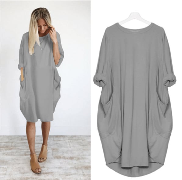 Women's summer dress with a loose fit and circular neckline | Midi 2