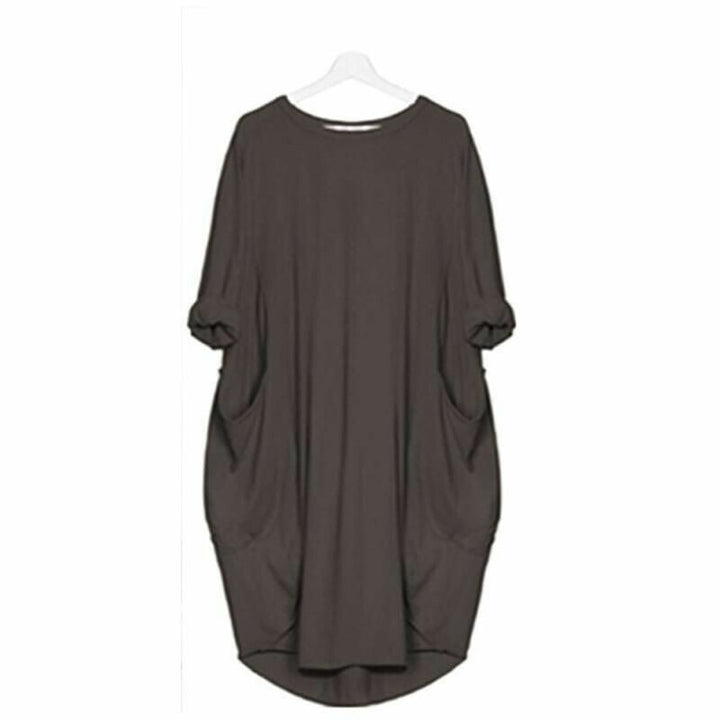 Women's summer dress with a loose fit and circular neckline | Midi 7
