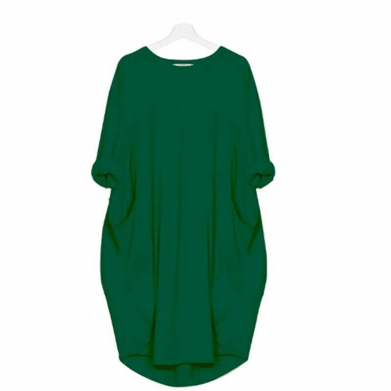 Women's summer dress with a loose fit and circular neckline | Midi 8