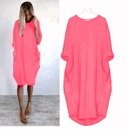 Women's summer dress with a loose fit and circular neckline | Midi 9