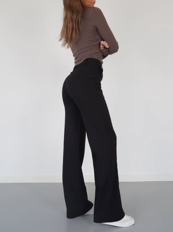 High Waist Straight Leg Trousers with Centre Crease for Women
