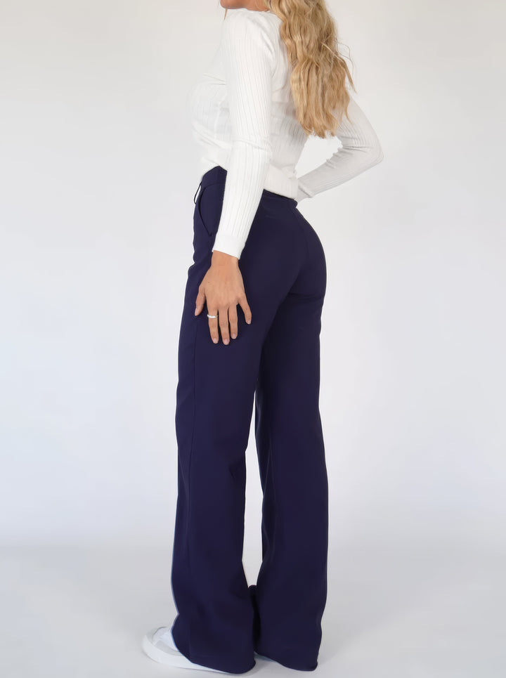 High Waist Straight Leg Trousers with Centre Crease for Women