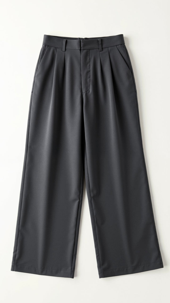 High Waist Wide Leg Trousers with Pleated Front for Women