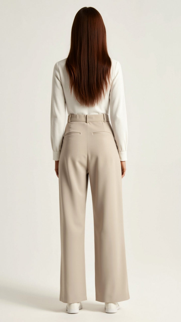 High Waist Wide Leg Trousers with Pleated Front for Women