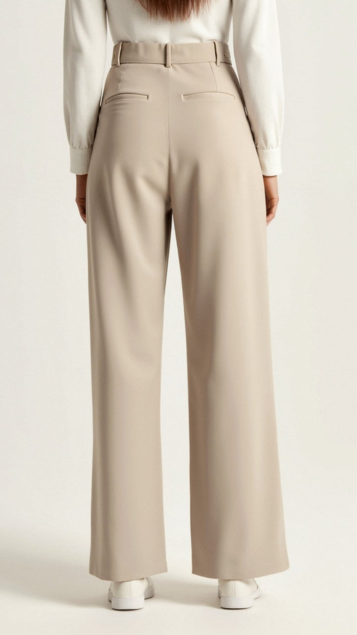High Waist Wide Leg Trousers with Pleated Front for Women