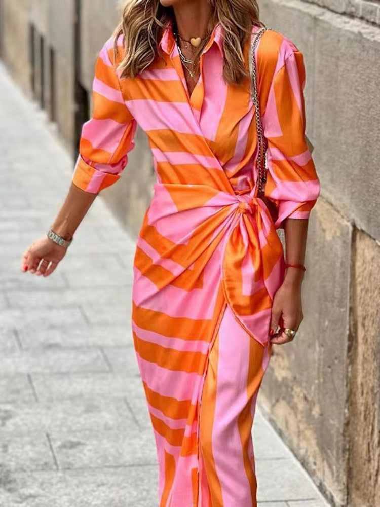 Wrap dress with 3/4 sleeves for women | Midi 0