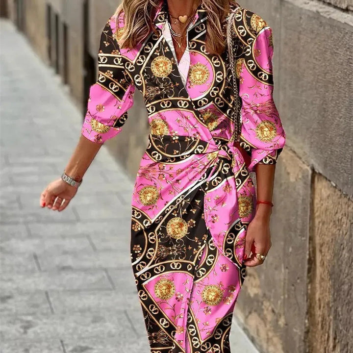 Wrap dress with 3/4 sleeves for women | Midi 10