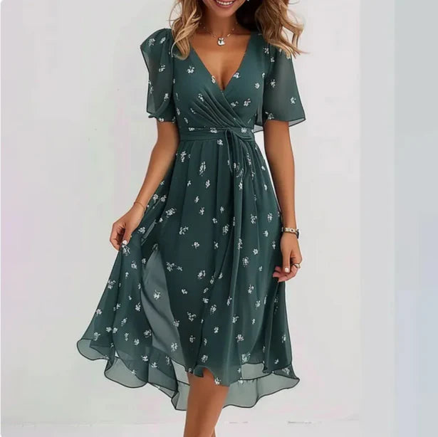 Wrap dress with V neckline for women | Midi 0