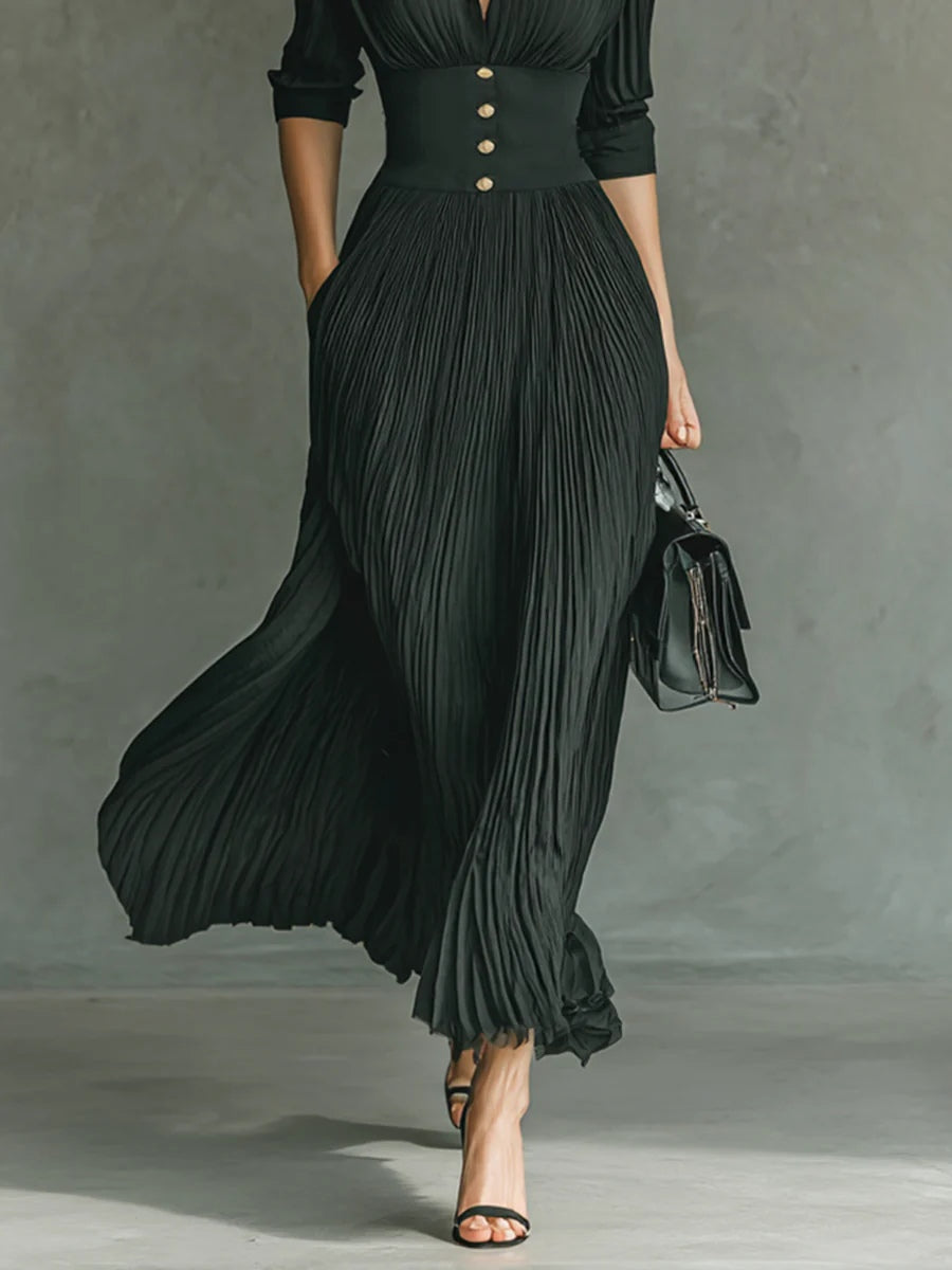 Women's Defined Waist Maxi Dress