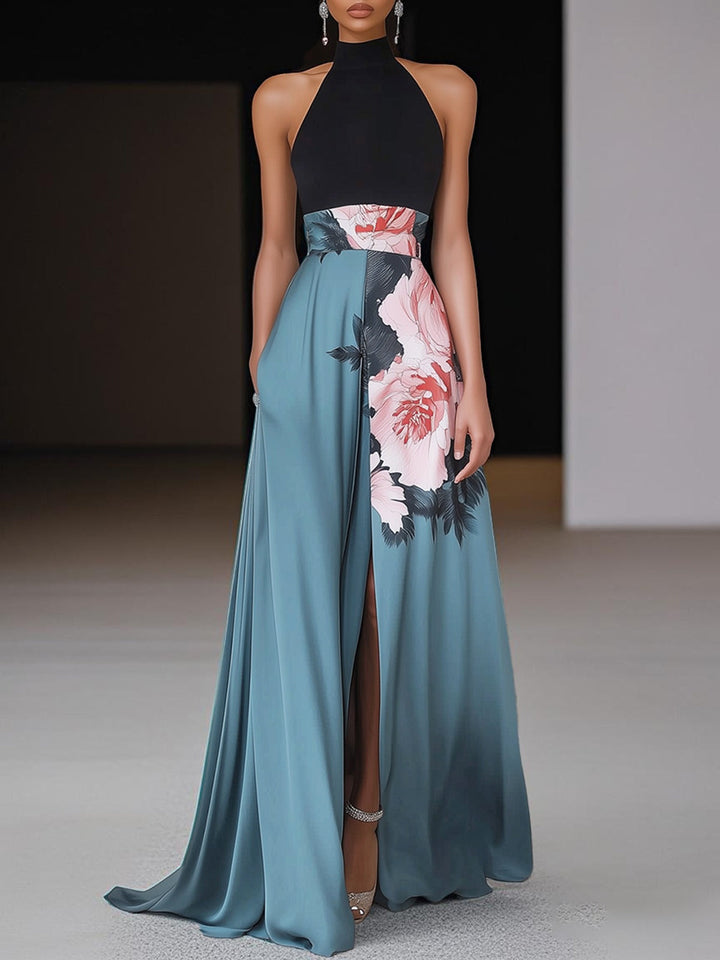 Women's Floral Slit A-Line Maxi Dress