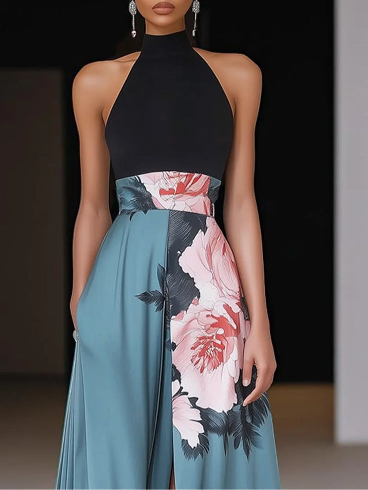 Women's Floral Slit A-Line Maxi Dress