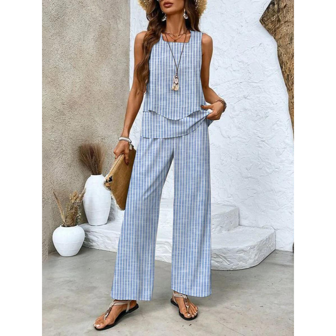 Women’s Sleeveless Top and Straight Pants Set | Minimal Chic