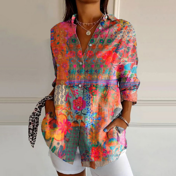 Women's Floral Long-Sleeved Shirt | Timeless Elegance