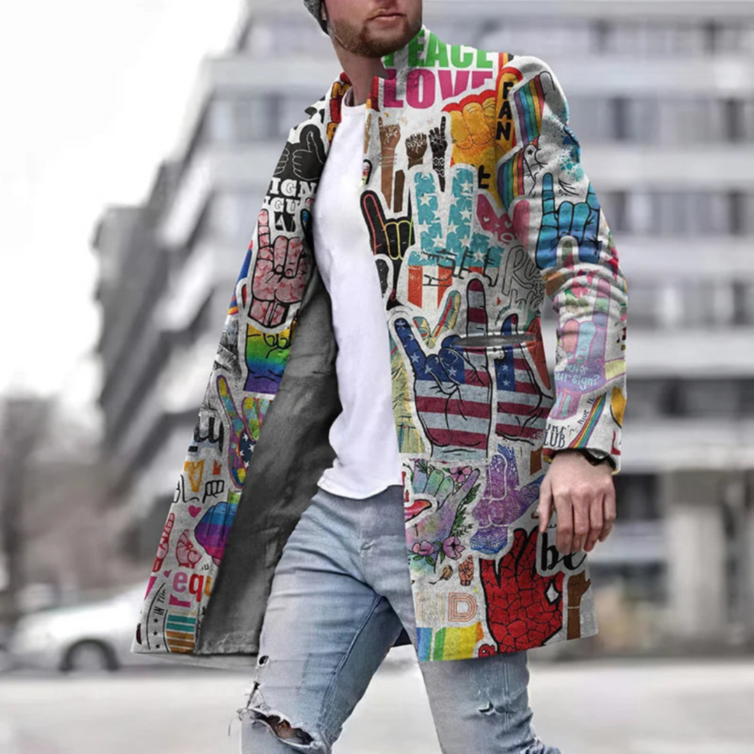 Men's Graphic Long Coat | Stylish and Functional