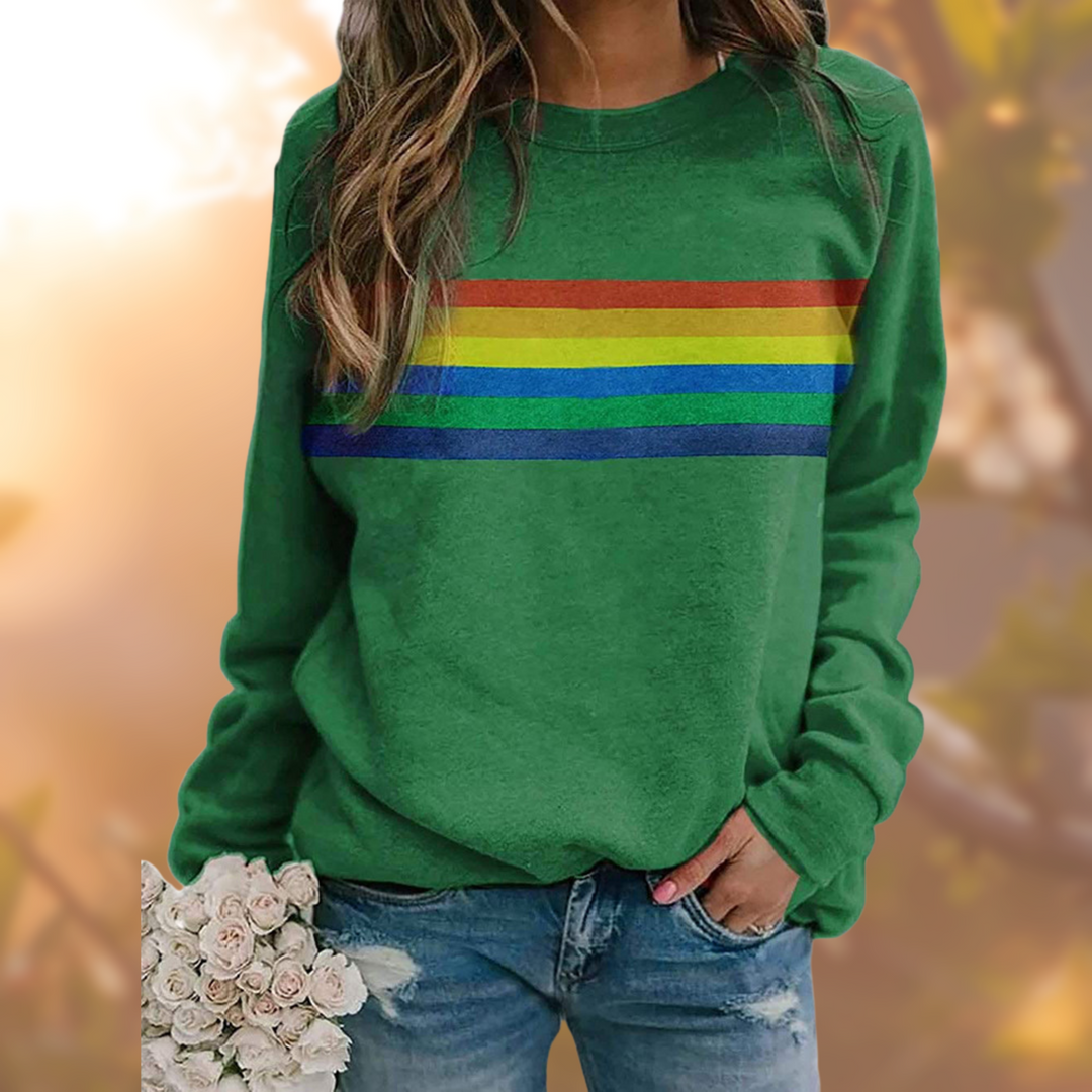Retro Rainbow Sweatshirt for Women | Cozy and Colorful Style