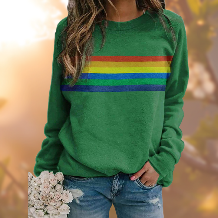 Retro Rainbow Sweatshirt for Women | Cozy and Colorful Style