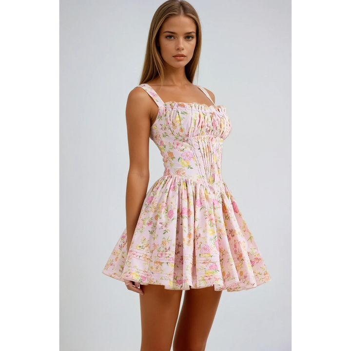Floral Mini Dress for Women | Corset Bodice