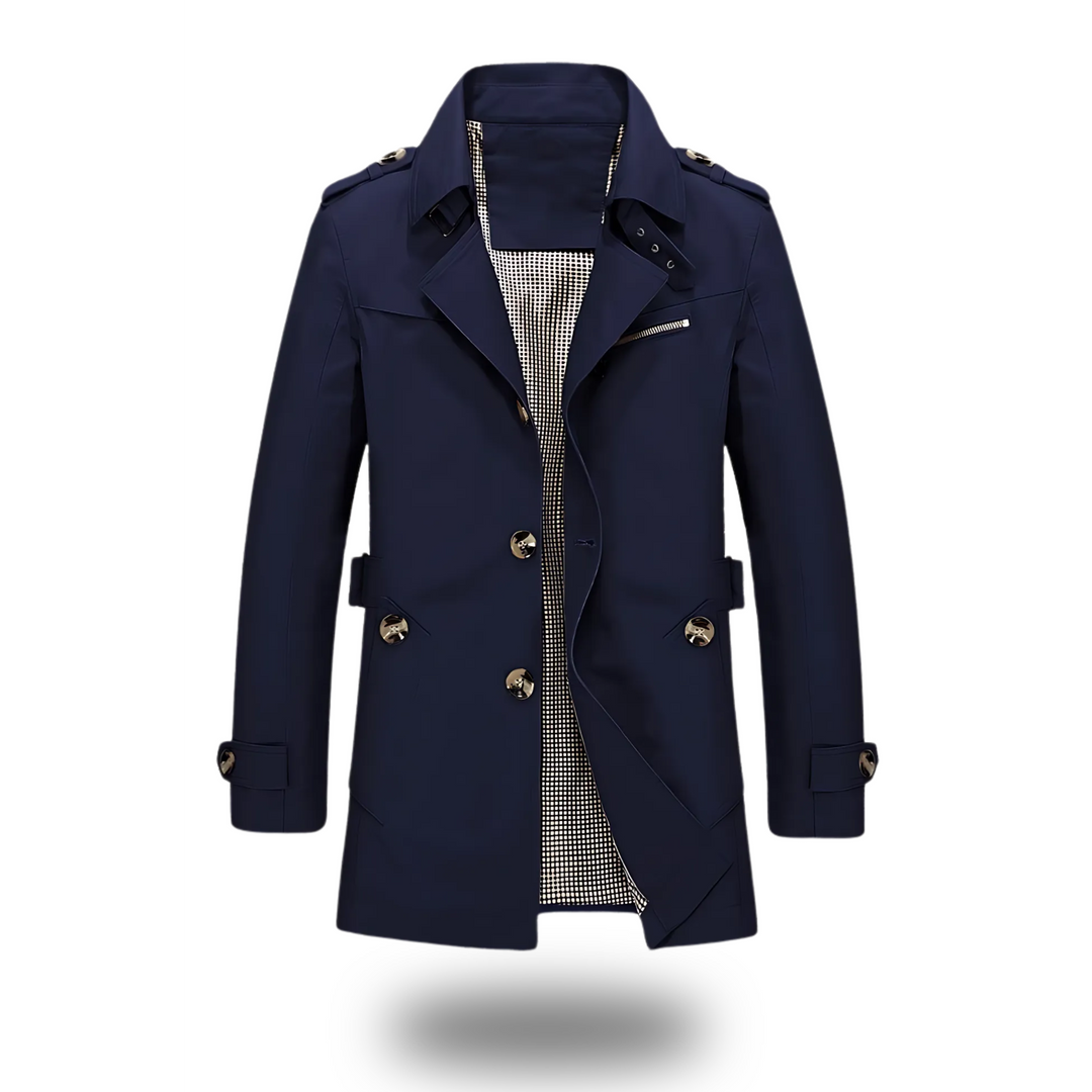 Men’s Classic Trench Coat | Folded Collar | Timeless Look