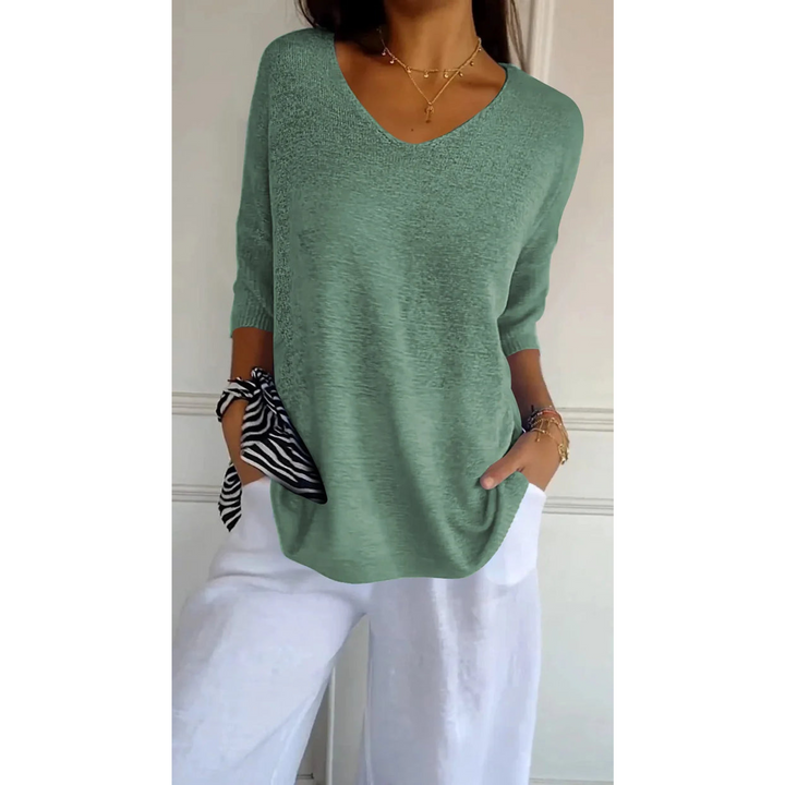 Women's V-Neck Knitted Top | Soft, Breathable, and Flattering