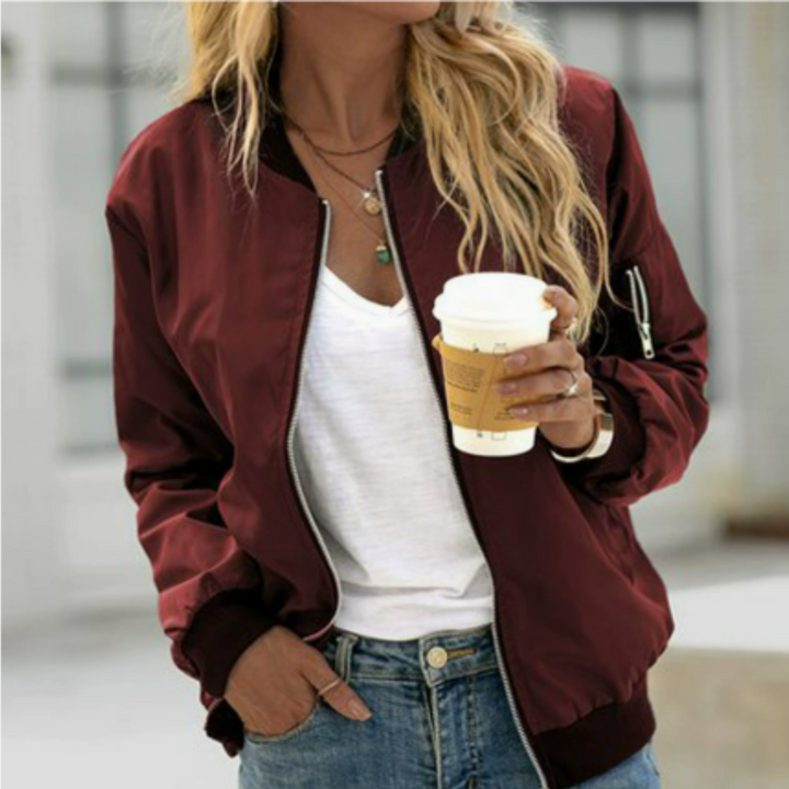 Women's Long Sleeve Bomber Jacket | Full Zipper