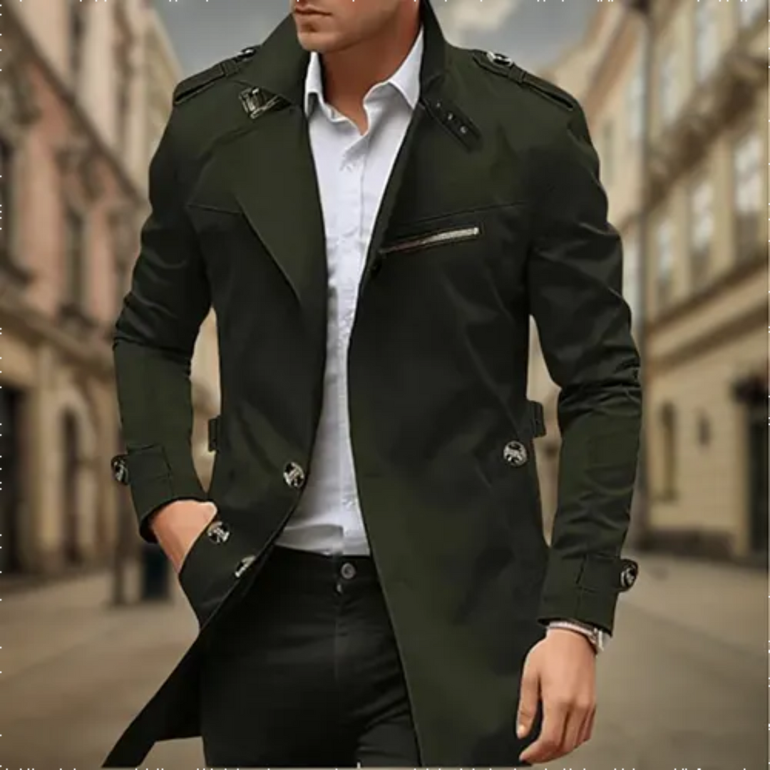 Men's Waterproof Trench Coat | Double-Breasted Classic Design