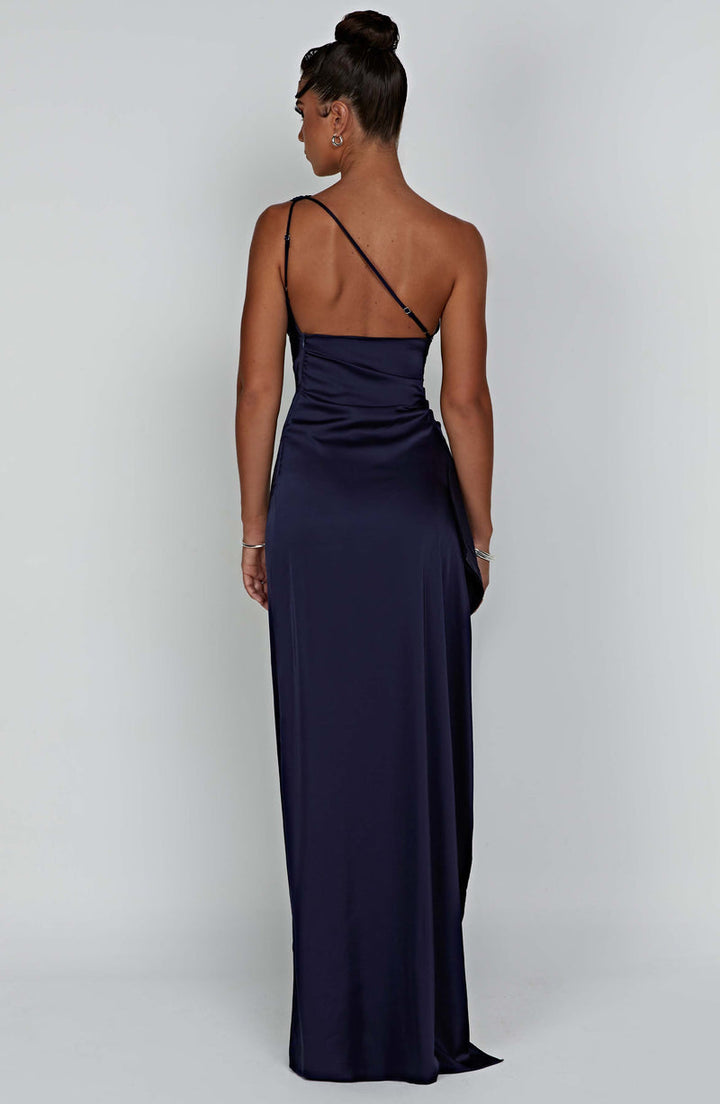 Women's Satin One-Shoulder Wedding Maxi Dress