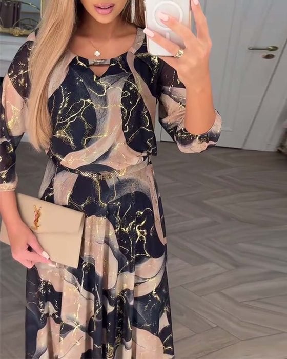 Women's Printed Chiffon Flow Maxi Dress