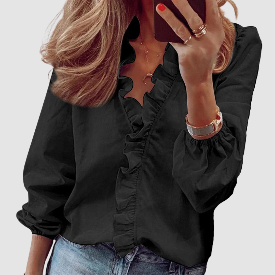 Women's Floral Ruffle Long Sleeve Blouse