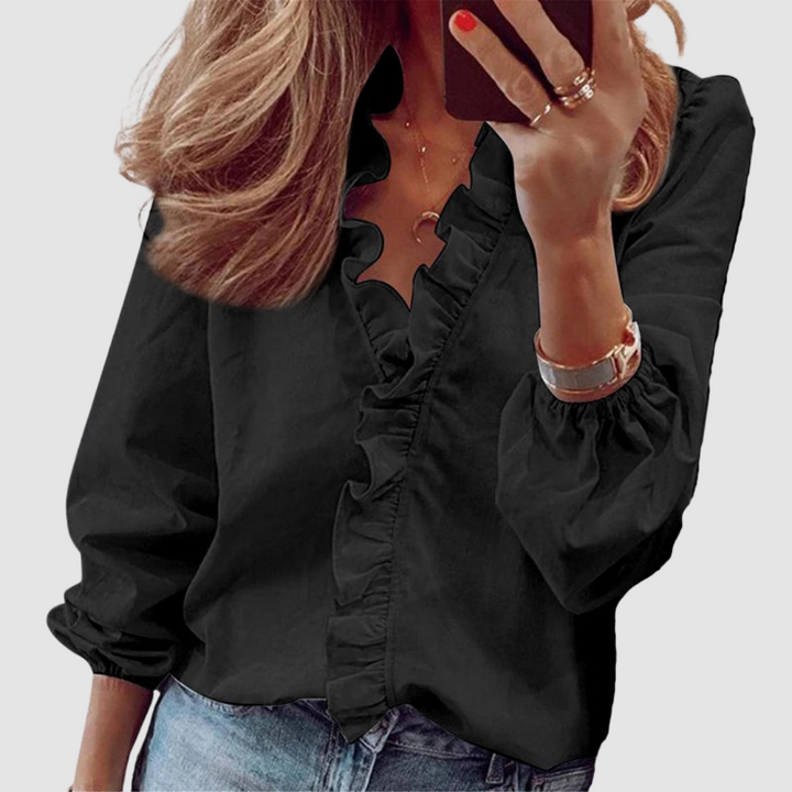 Women's Floral Ruffle Long Sleeve Blouse