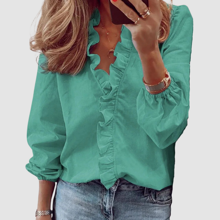 Women's Floral Ruffle Long Sleeve Blouse
