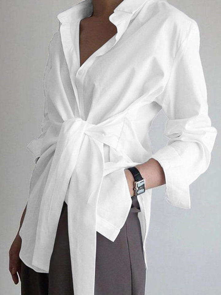 Women's Tie Waist Button Down Shirt