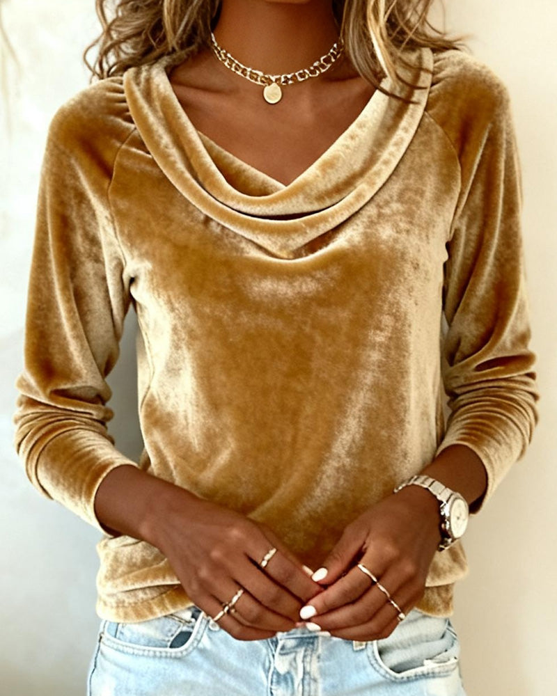 Women's Velvet Drape Neck Top