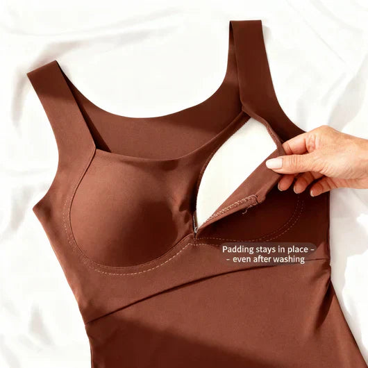 Women's Square Neck Tank Top with Built-In Bra