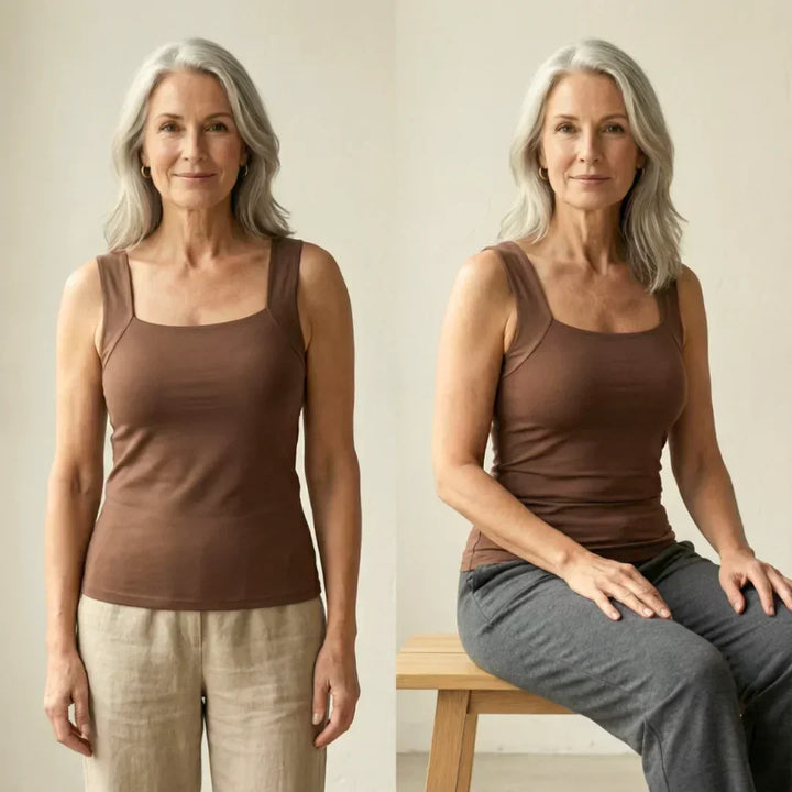 Women's Square Neck Tank Top with Built-In Bra