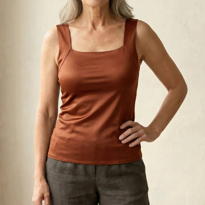 Women's Square Neck Tank Top with Built-In Bra