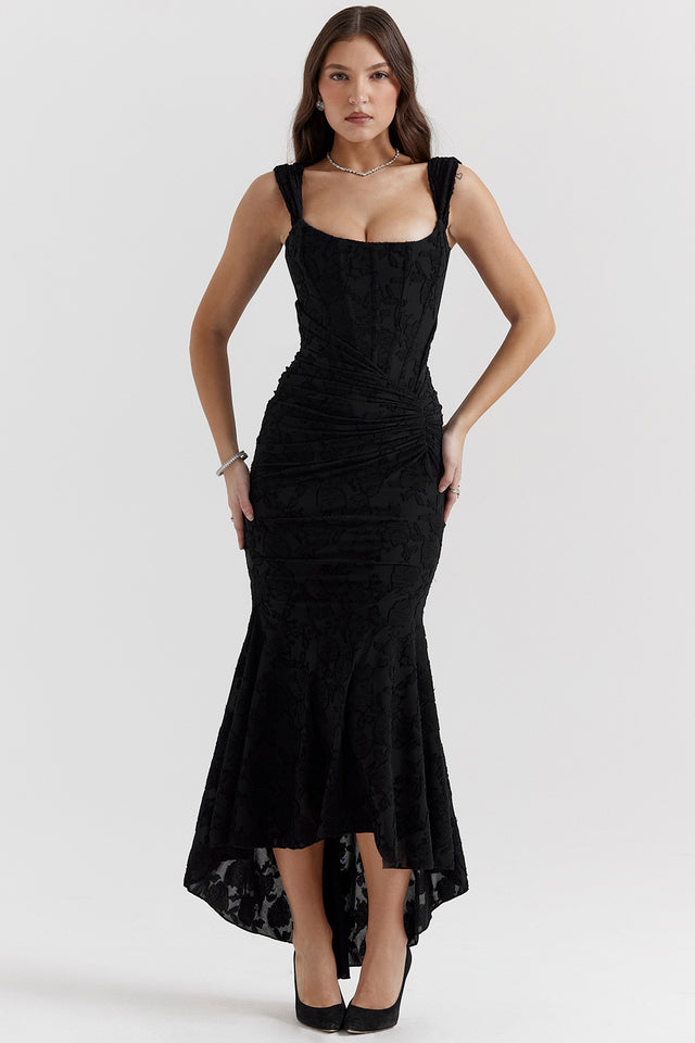 Women's Ruched Lace Wedding Maxi Dress