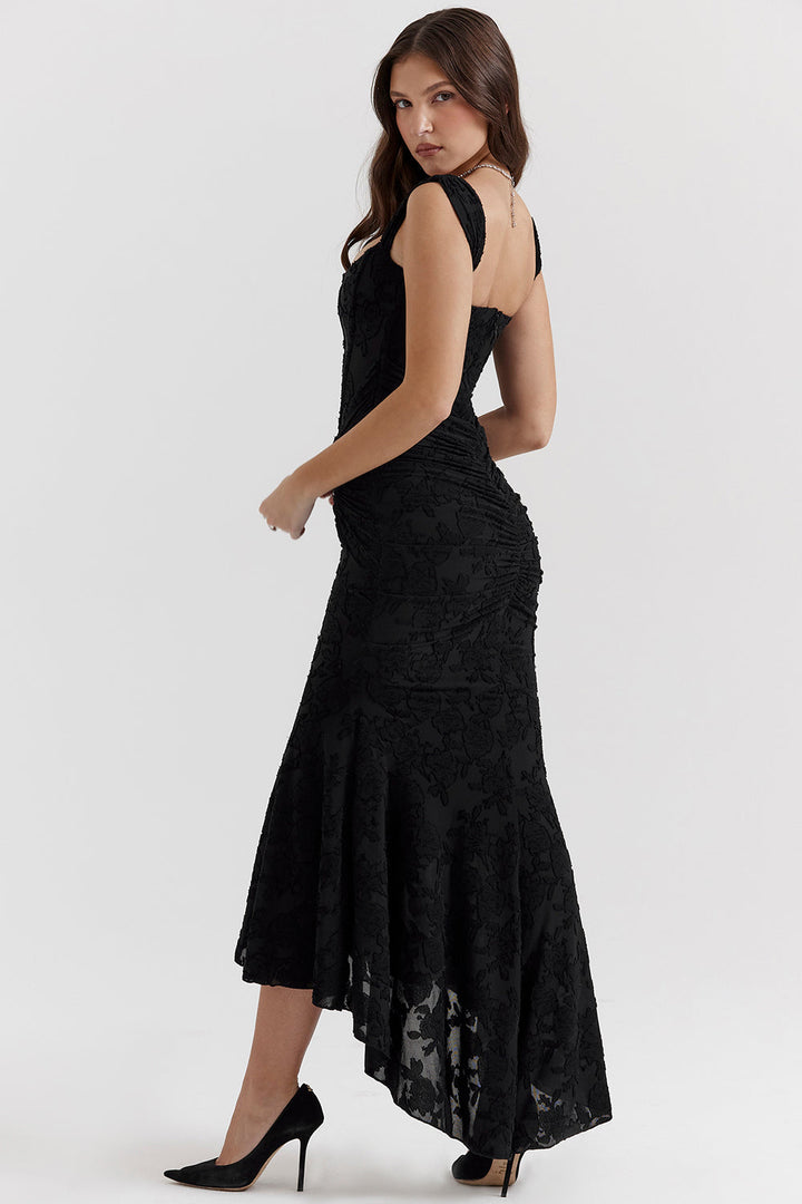 Women's Ruched Lace Wedding Maxi Dress