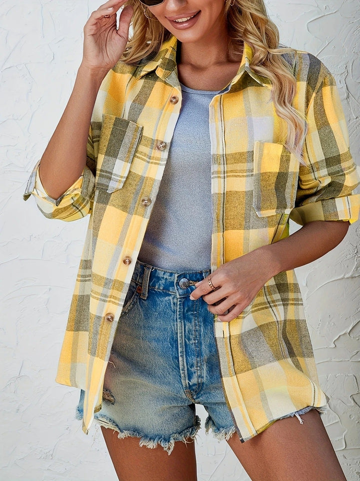 Women's Oversized Plaid Flannel Shirt